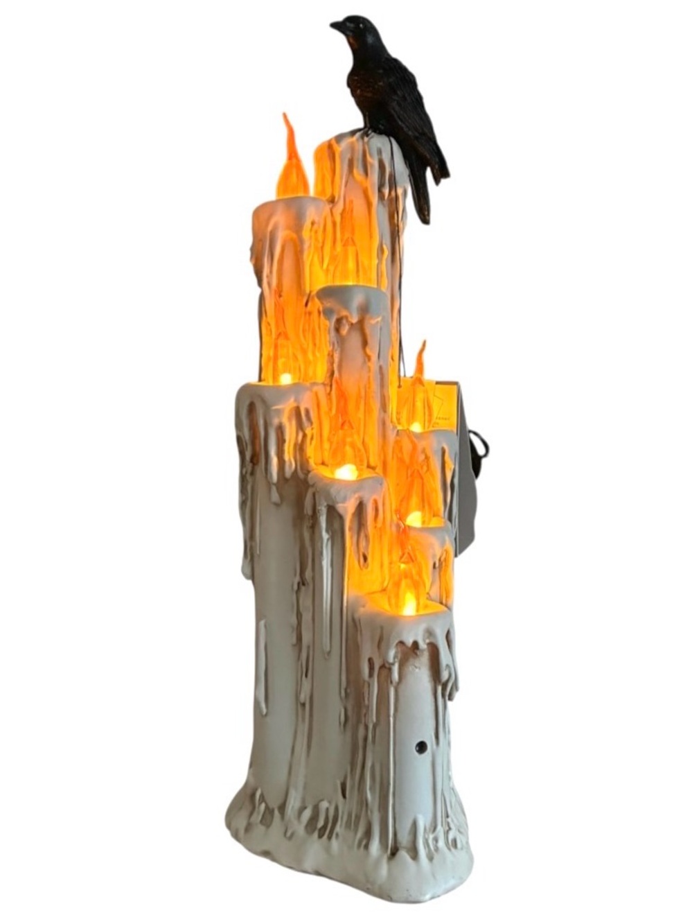 Black Crow On Flickering Light Up Candle Mountain w Erie Music Tall 15.5”
